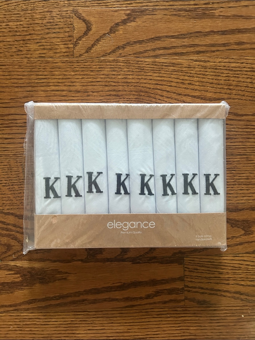 Elegance Monogrammed White K Handkerchief Set